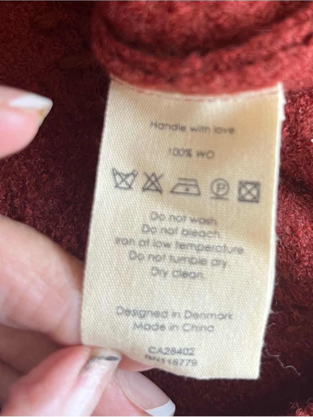 Anthropologie Gro Abrahamsson Transverse Placket Wool Cardigan Rust Orange XS - Picture 9 of 9